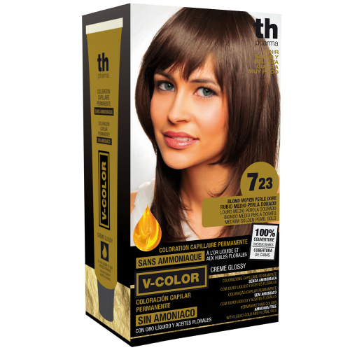 Hair dye V-color no.7.23 (medium golden pearl gold)- home kit+shampoo and mask free of charge TH Pharma