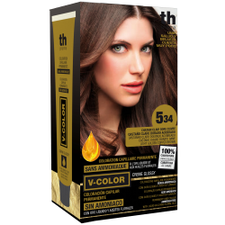 Hair dye V-color no. 5.34 (light gold copper brown)- home kit+shampoo and mask free of charge