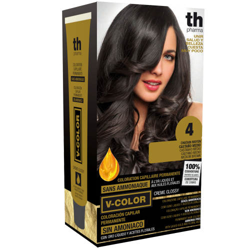 Hair dye V-color no. 4 (medium brown)- home kit+shampoo and mask free of charge TH Pharma