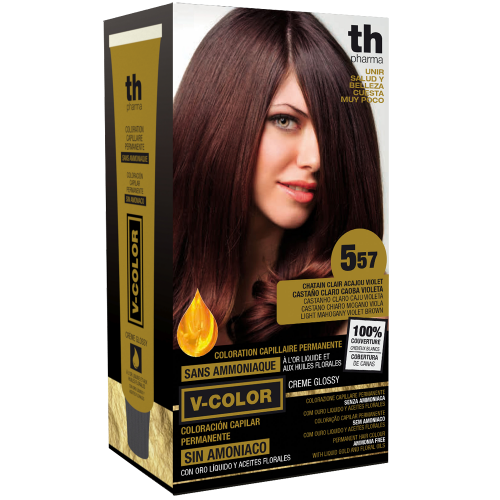 Hair dye V-color no. 5.57 (light mahagon violet brown)- home kit+shampoo and mask free of charge TH Pharma