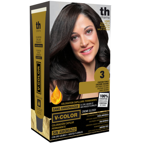 Hair dye V-color no. 3 (dark brown)- home kit+shampoo and mask free of charge TH Pharma