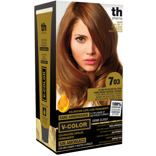 Hair dye V-color no.7.03 (medium golden natural blonde)- home kit+shampoo and mask free of charge TH Pharma