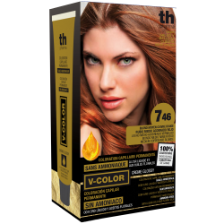 Hair dye V-color no.7.46 (medium copper red blonde)- home kit+shampoo and mask free of charge